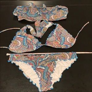 Jessica Simpson Paisley Bandeau Triangle Bikini M